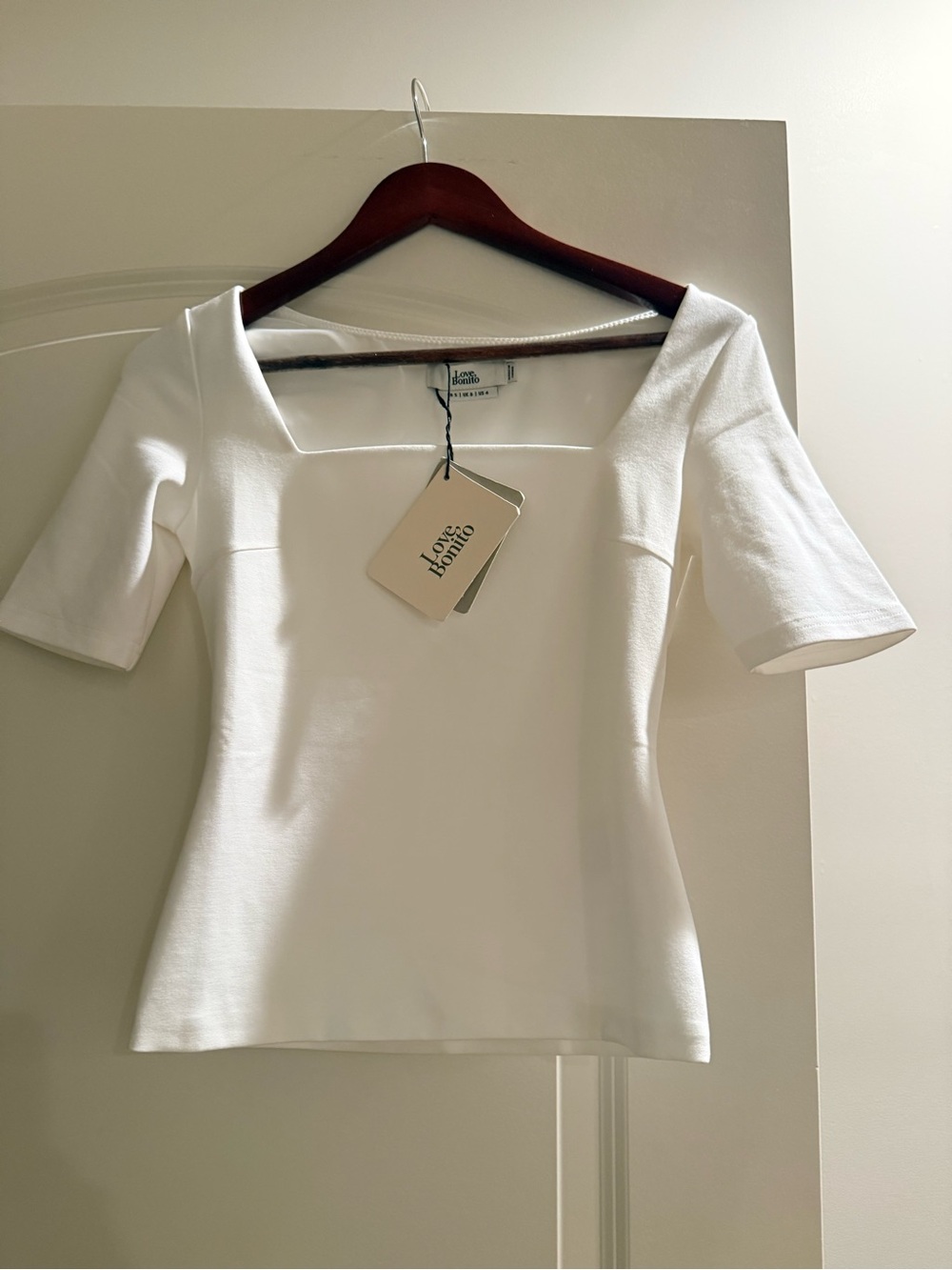 Loro Piana Crisp White Square-Neck Short Sleeve Top